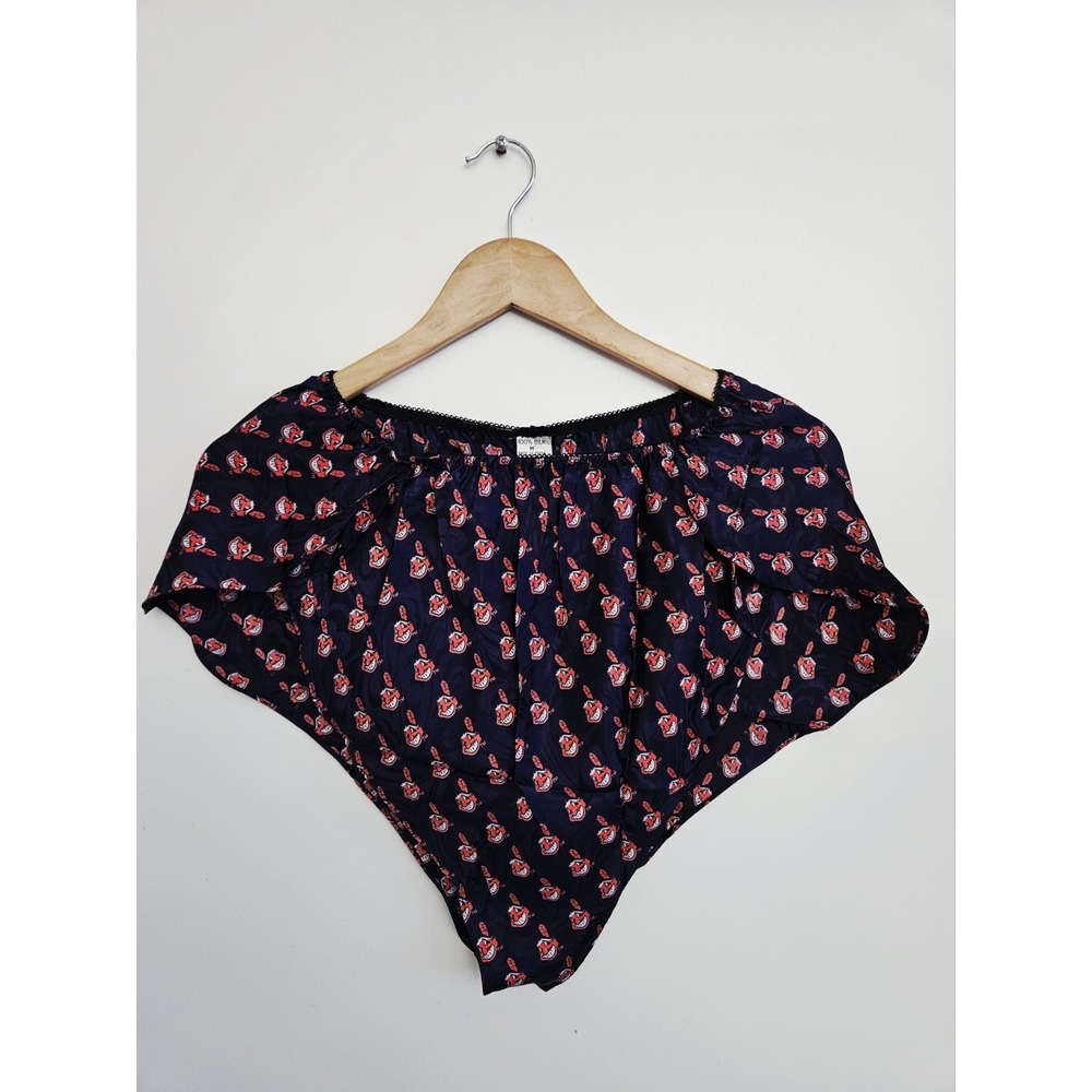 MINT Vtg Cleveland Indians Chief Wahoo 3pc 100% Silk Pajama Set Robe Cami NWOT M - Picture 7 of 9